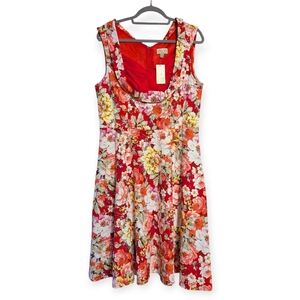 NWT Lindy Bop Ophelia vintage 50 style fit  N flare Dress Red Pink White Floral